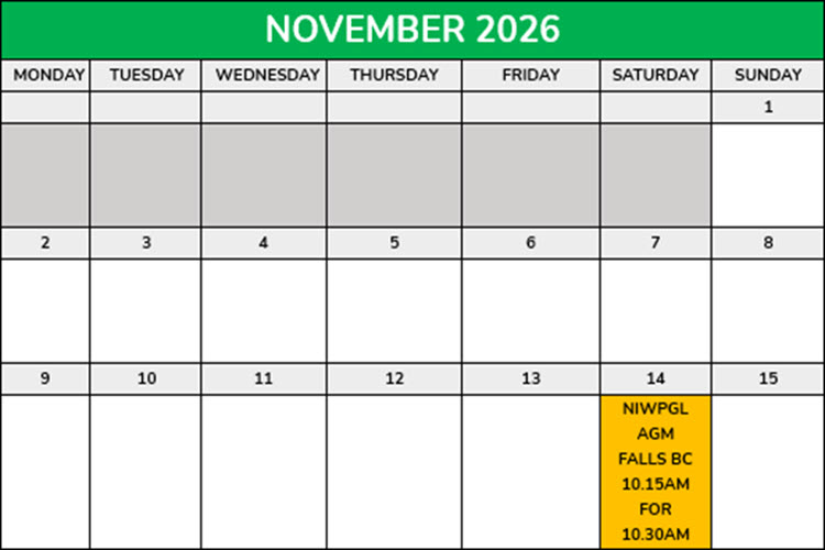 NIWPGL Events Calendar November 2026