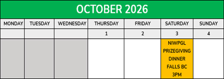 NIWPGL Events Calendar October 2026