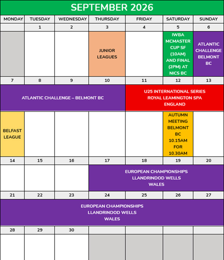 NIWPGL Events Calendar September 2026 Corrected