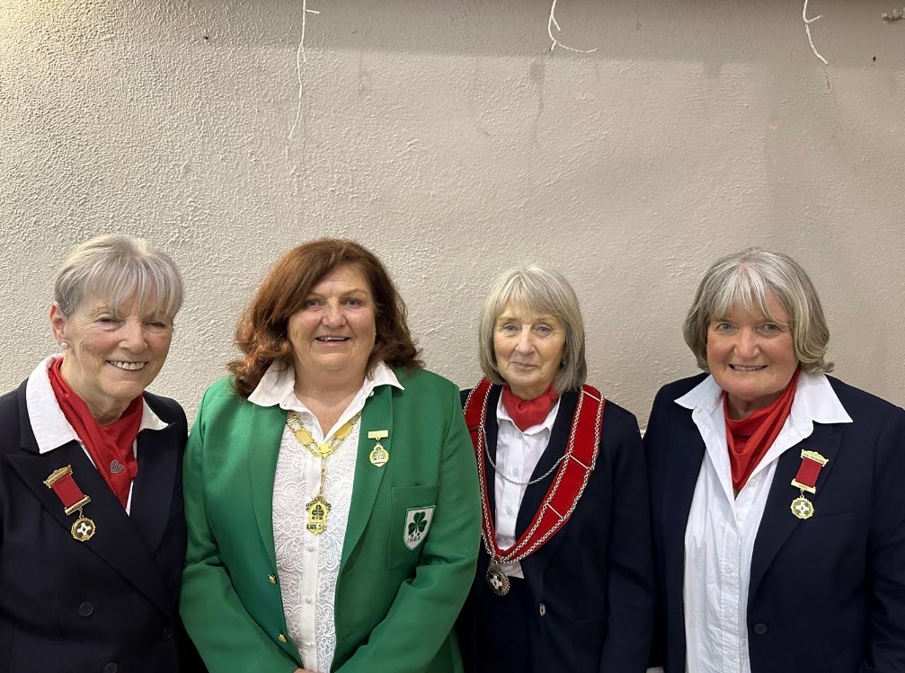 NIWPGL Officers with IWBA President Jacqui Byrne at the Flag Unfurling at CYM BC to open the 2024 Season