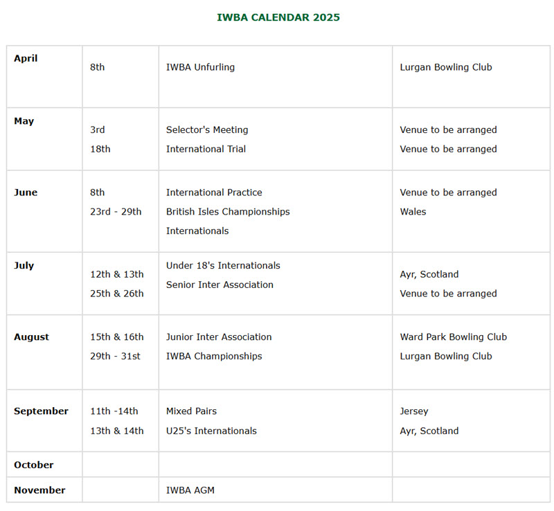 IWBA Calendar 2025