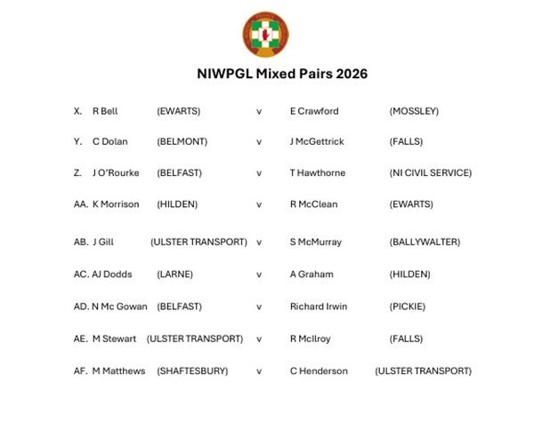 NIWPGL Mixed Pairs Round 1 Draw 2026 Part 2