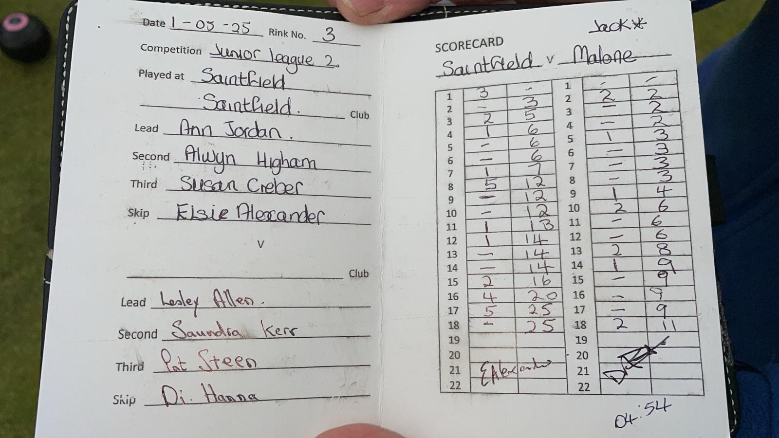 Saintfield v Malone 1st May 2025 2